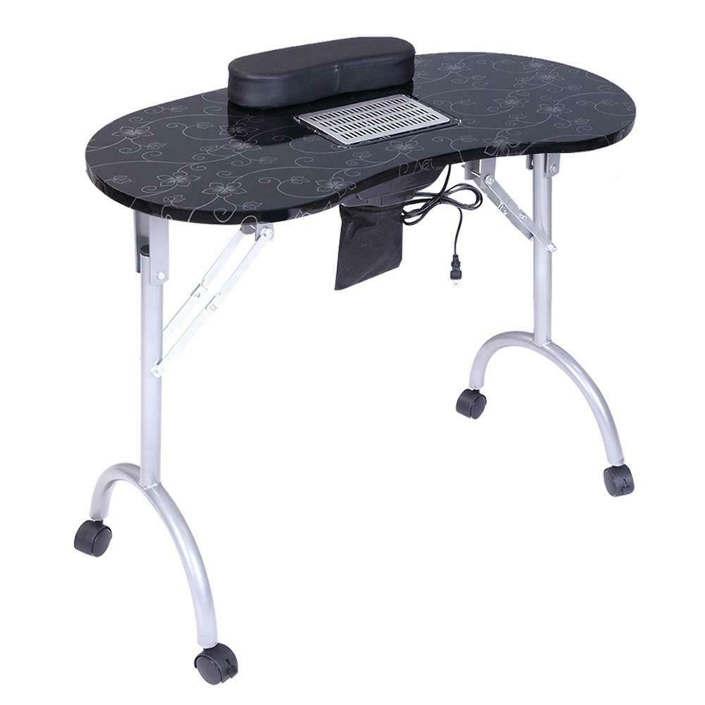 Black Manicure Table with Silver Legs